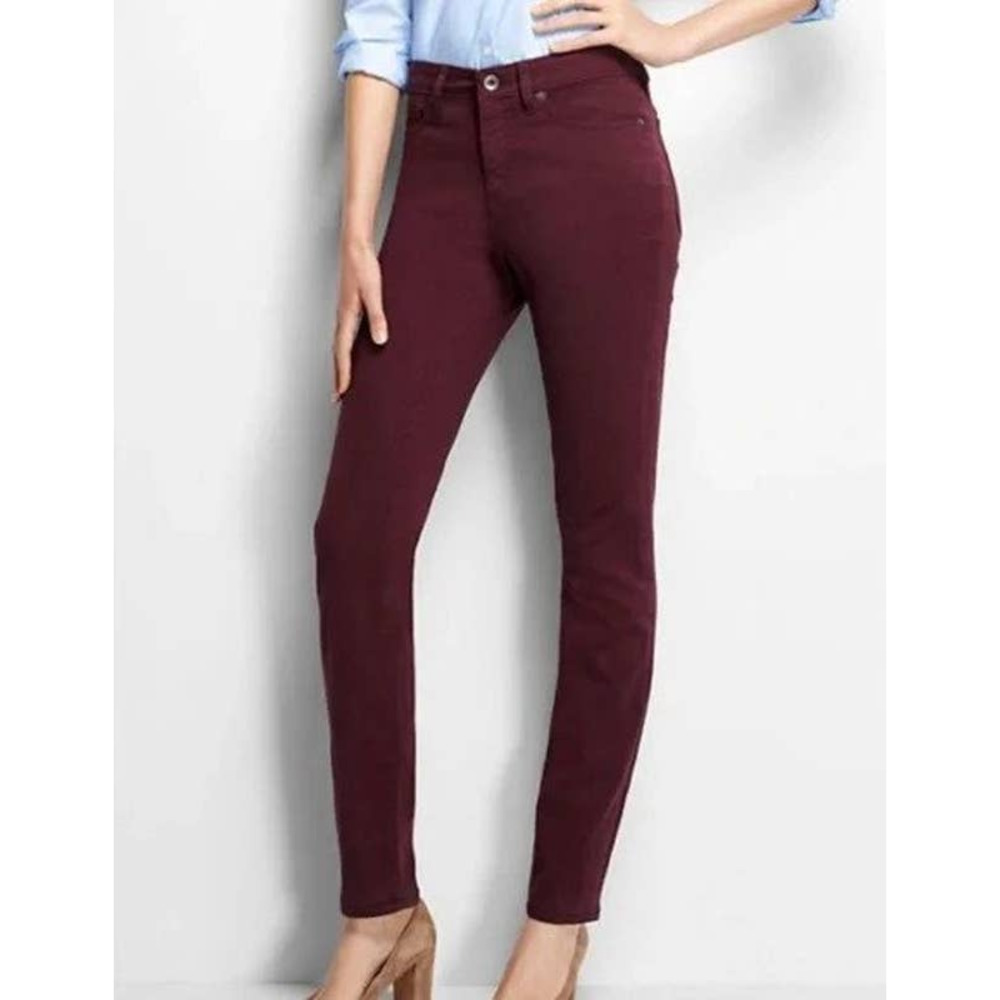 Lands’ End Women’s Slim Jeans Merlot Burgundy Mid Rise Size 10